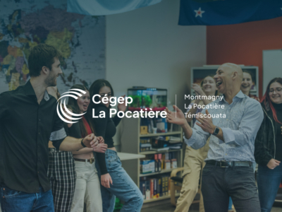 Page d’accueil du nouveau site web du Cégep de La Pocatière avec design mobile-first et engin de recherche intégré.
